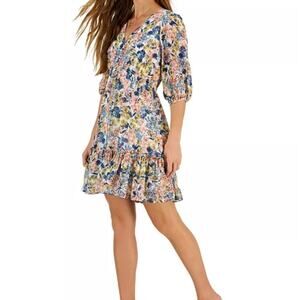 Taylor Women's Floral Print Chiffon Smocked-Waist Fit & Flare Dress Size 6